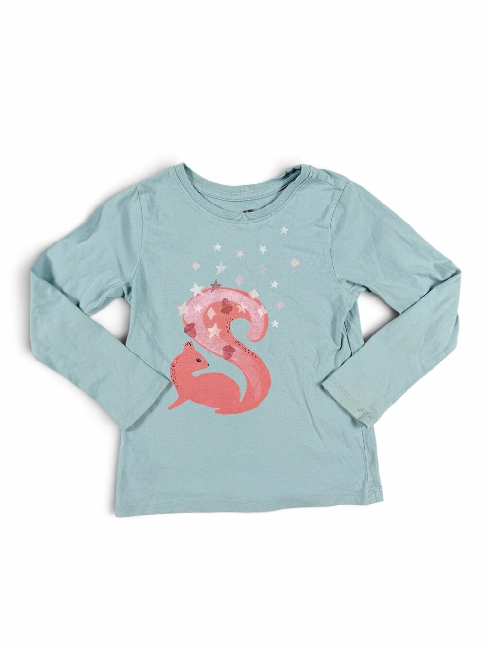 Tea Collection Girls Squirrel Stars Long Sleeve Graphic T-Shirt Blue Size 4